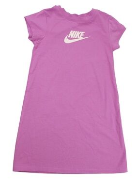 Nike Girls Purple Logo T-Shirt Dress Size S 4-5 Years Short Sleeve
